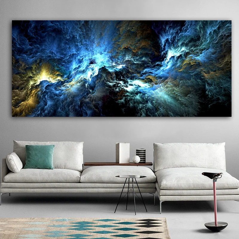 Grey Yellow Cloud Abstract Art Oil Painting Posters And Prints on Canvas Modern Art Independe Wall Picture For Living Room Decor