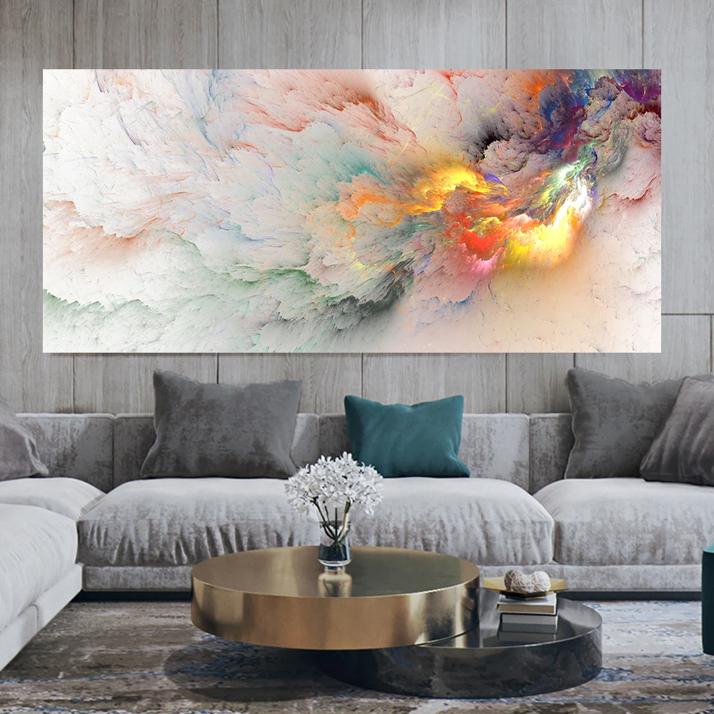 Grey Yellow Cloud Abstract Art Oil Painting Posters And Prints on Canvas Modern Art Independe Wall Picture For Living Room Decor