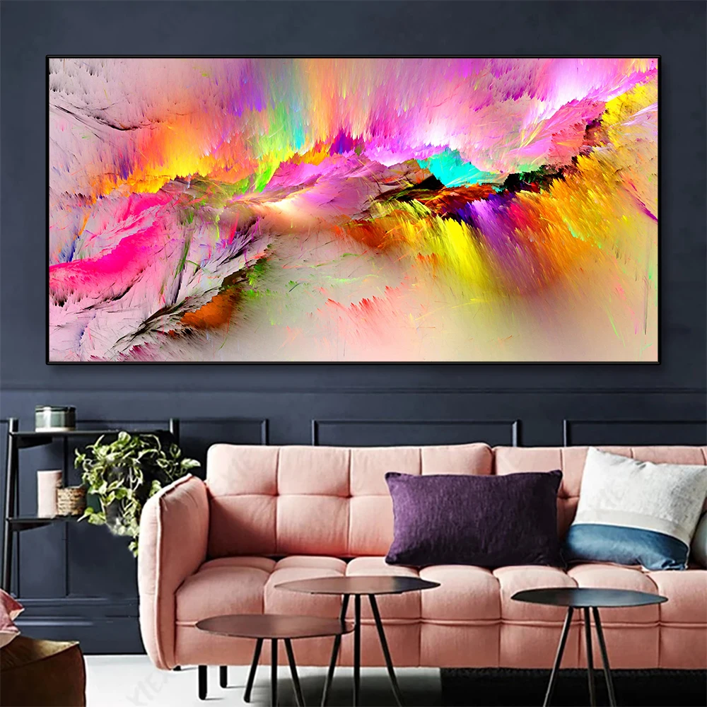 Grey Yellow Cloud Abstract Art Oil Painting Posters And Prints on Canvas Modern Art Independe Wall Picture For Living Room Decor