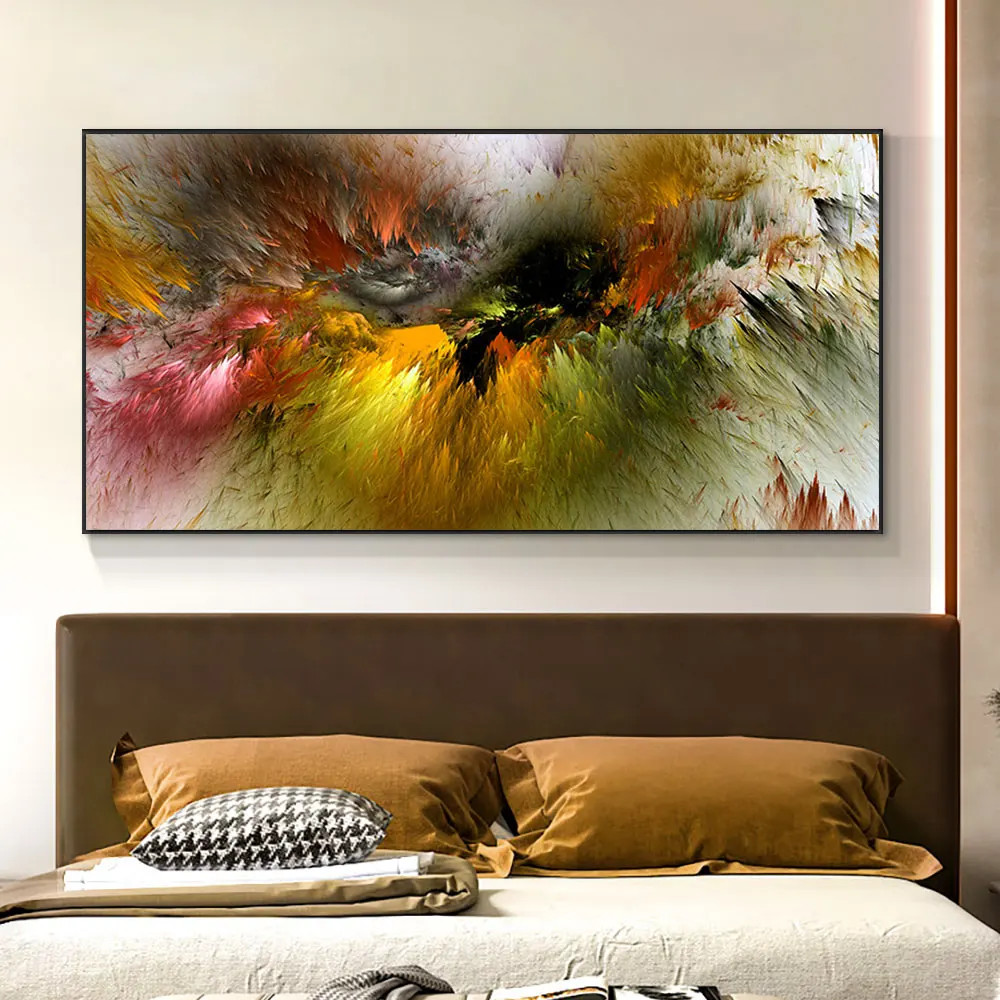 Grey Yellow Cloud Abstract Art Oil Painting Posters And Prints on Canvas Modern Art Independe Wall Picture For Living Room Decor