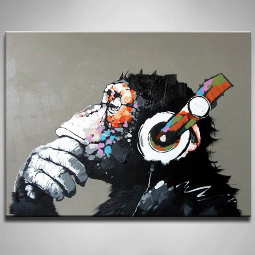 Hand painted oil painting on the canvas gorilla animal decoration wall art living room decoration picture unframed