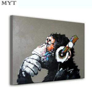 Hand painted oil painting on the canvas gorilla animal decoration wall art living room decoration picture unframed