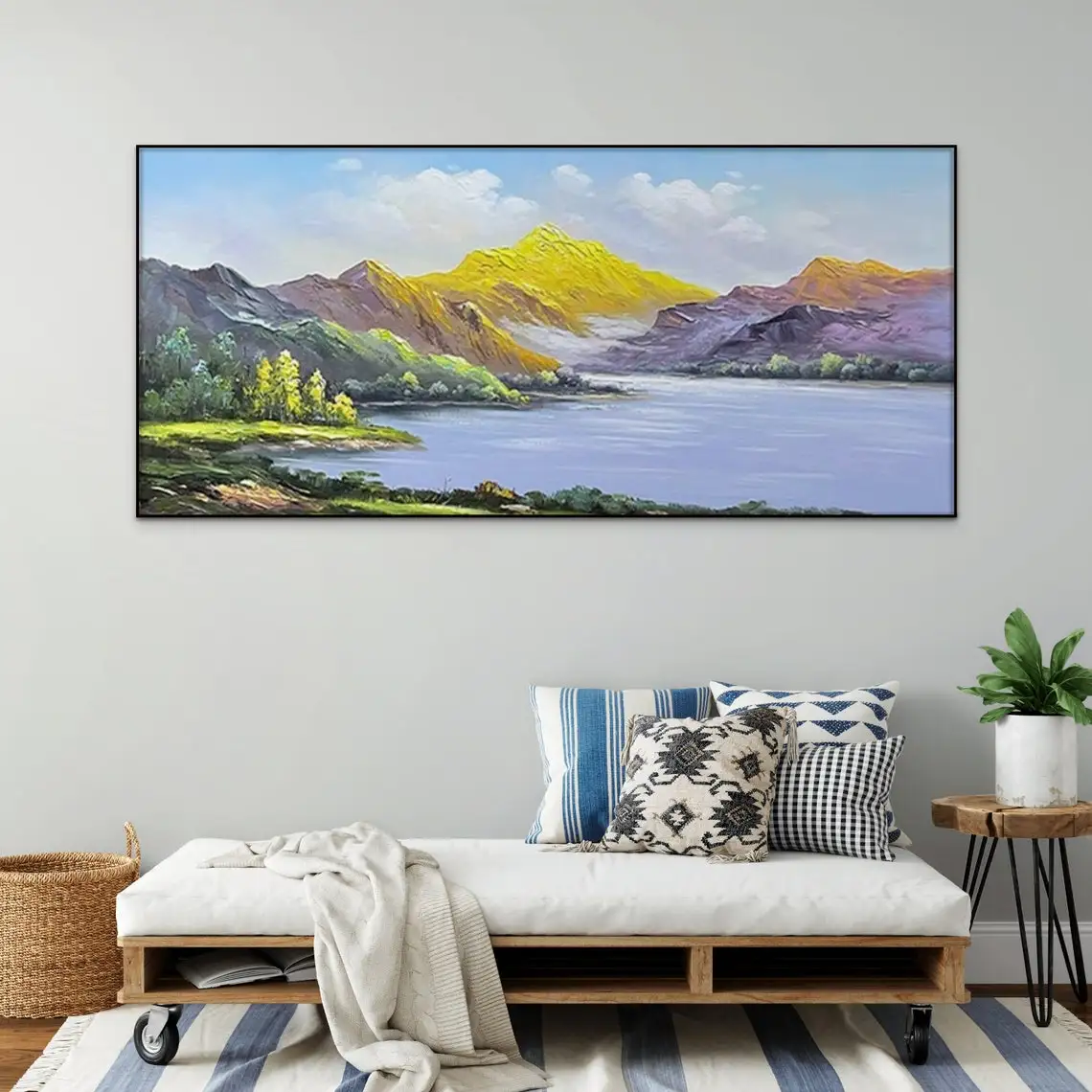 Serene Hillscape Landscape Oil Painting On Canvas Wall Art Nature Mountain Landscape Hand Painted Painting For Your Home Decor - Image 2