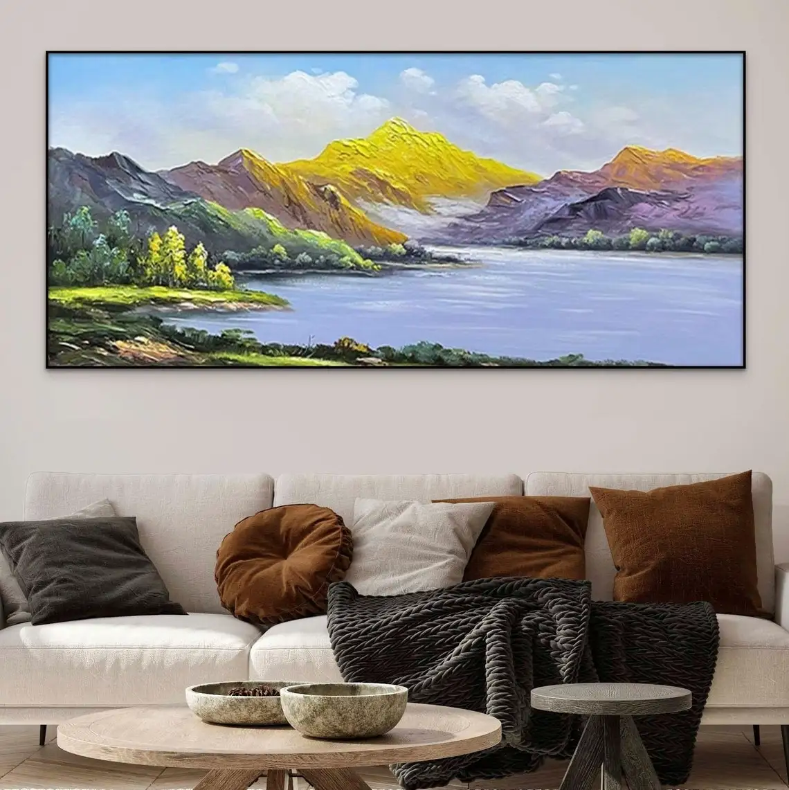Serene Hillscape Landscape Oil Painting On Canvas Wall Art Nature Mountain Landscape Hand Painted Painting For Your Home Decor - Image 3